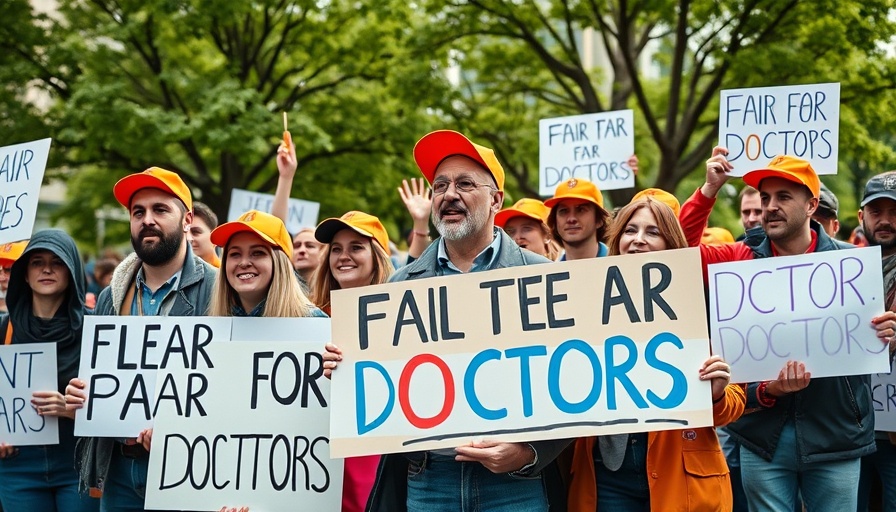 Protestors hold banner demanding doctors' pay restoration in UK strike.