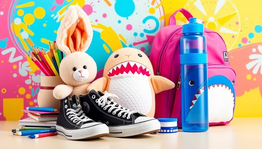 Colorful back-to-school essentials with Owala water bottle.