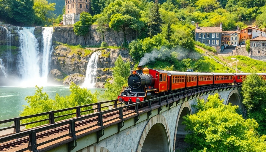Kuranda Scenic Railway experience train with waterfall backdrop