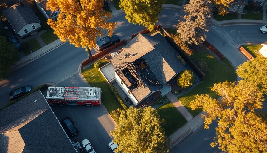 Glen Parva fire emergency response captured from above.