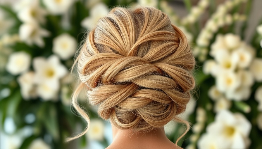 Voluminous updo hairstyle for ballroom look with blonde wavy hair.