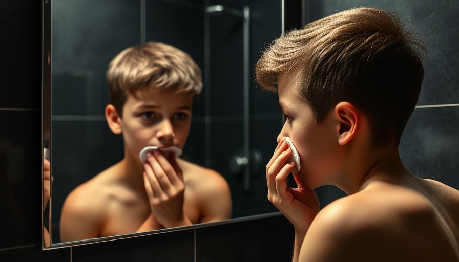 Teen using hygiene products in bathroom for skincare routine.