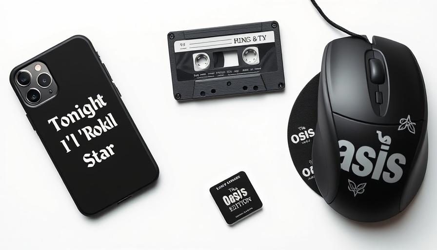 Limited-edition Oasis collection items, including phone case and mouse pad.