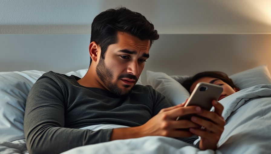 Man on phone in bed impacting relationship dynamics.