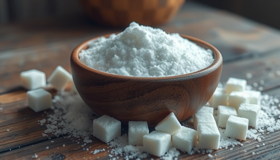 Wooden bowl with white sugar and cubes, symbolizing Cutting Sugary and Artificial Drinks.