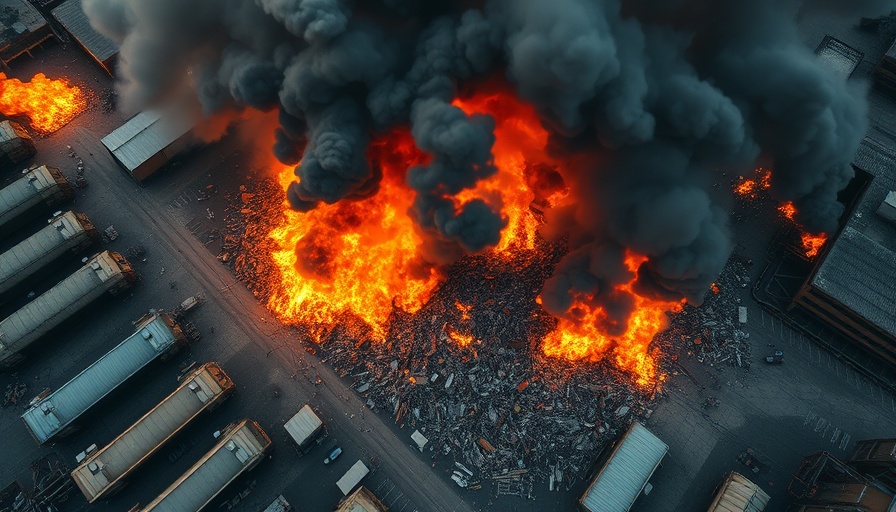 Fire investigation at Leicester recycling centre with thick smoke.