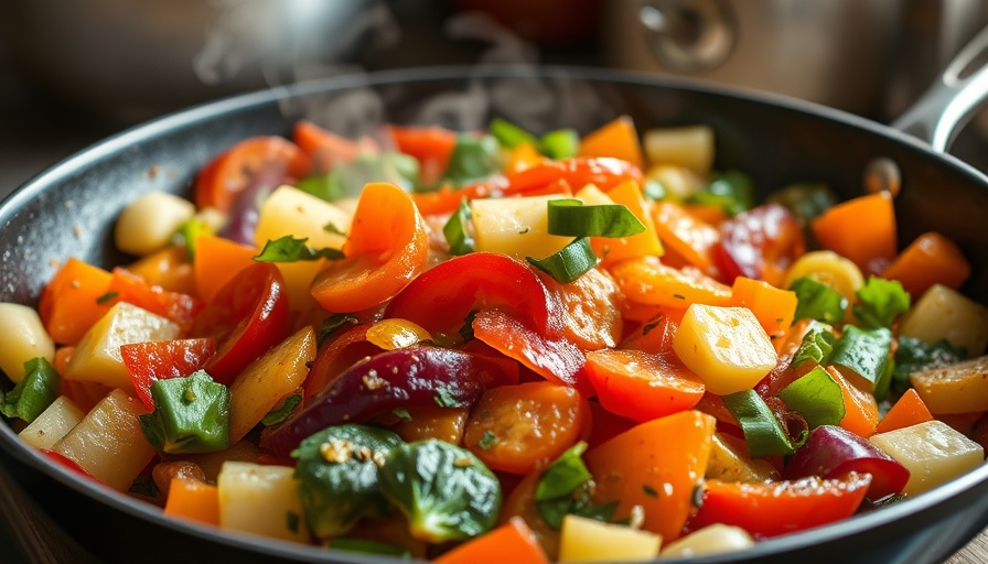 Vibrant sautéed vegetables in a pan illustrating dietary diversity.