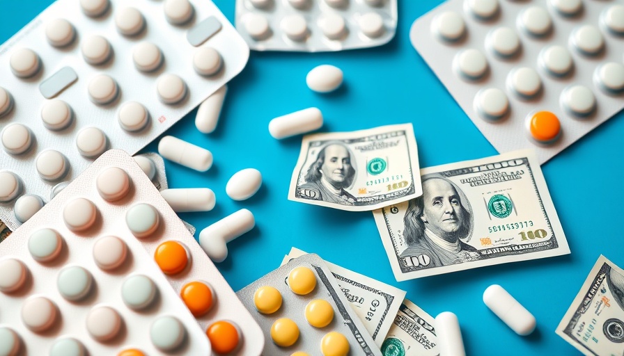 Pills and dollar bills symbolize rising medical expenses affecting household budgets.
