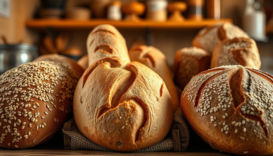 Assorted fresh breads on a wooden surface, highlighting dietary factors in chronic disease.