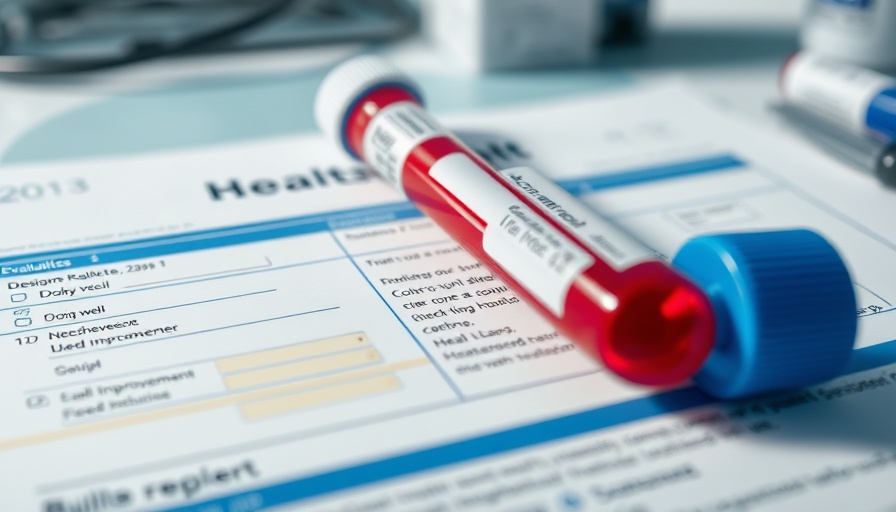 Close-up of health report with blood test tubes highlighting importance of regular health tests.