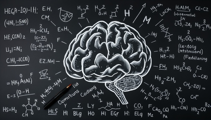 Chalk-drawn brain with equations highlighting pickleball mental benefits.
