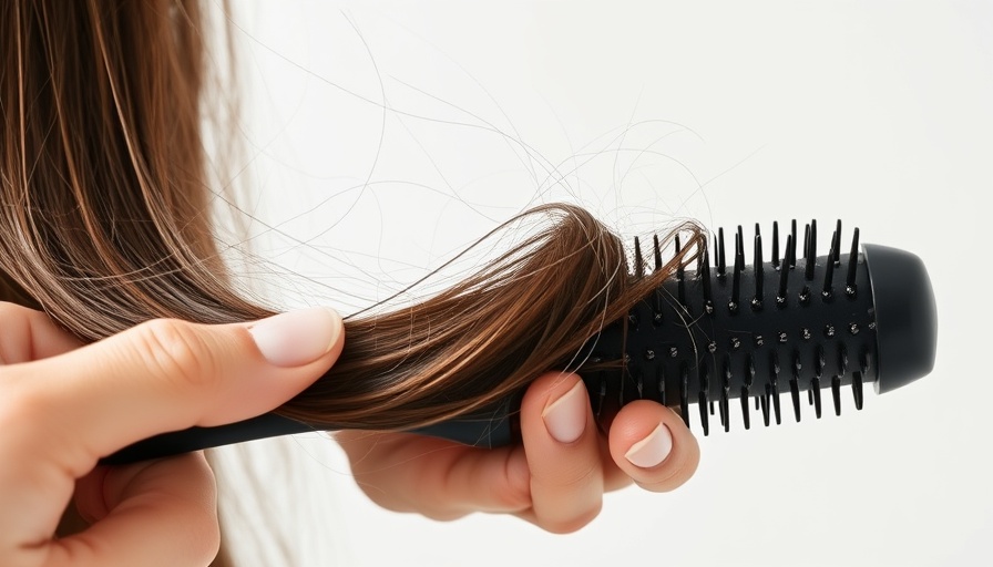 Close-up of hairbrush with tangled hair highlighting preventing hair loss.