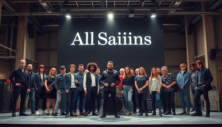 Orchestra on stage at AllSaints Rocks SS26 collection event.