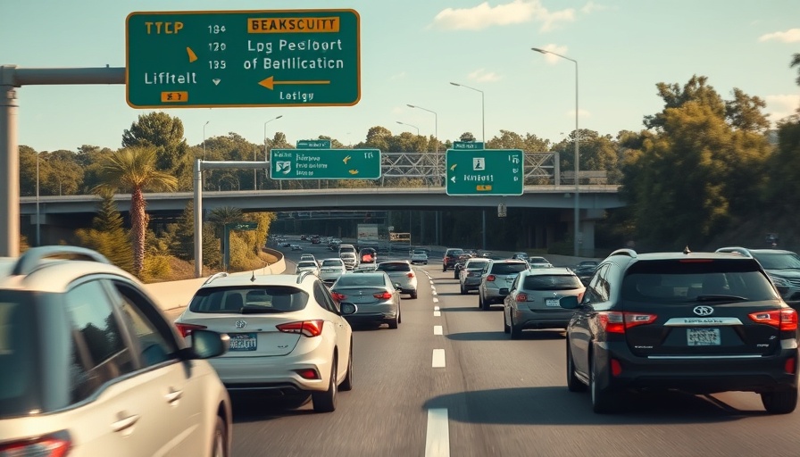 U-Turn Highway Laws depicted on a busy highway with multiple vehicles.