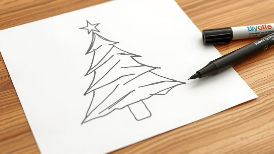 DIY window clings: Tree outline with marker on paper.