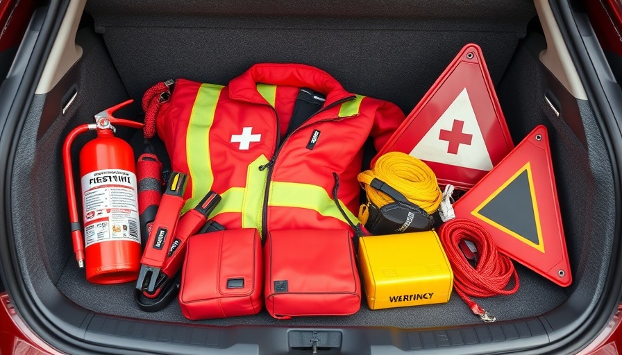 Winter Car Emergency Kit neatly organized in a car trunk.