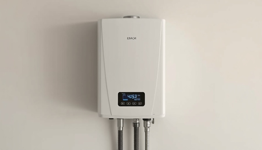Tankless water heater displaying error code in a simple indoor setting.