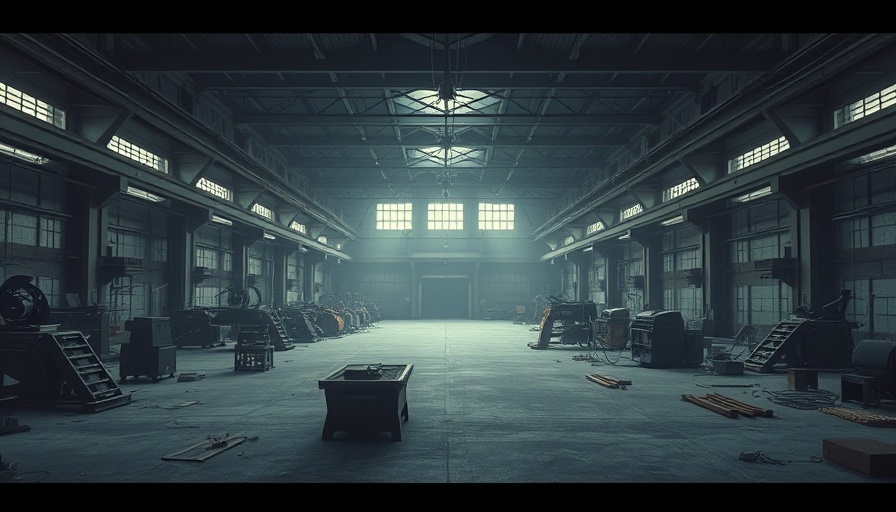 Empty factory floor of Canadian furniture manufacturer shutting down.