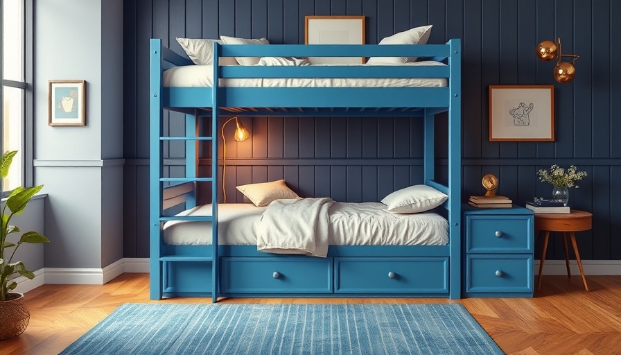 Compact blue bunk bed in modern small space design