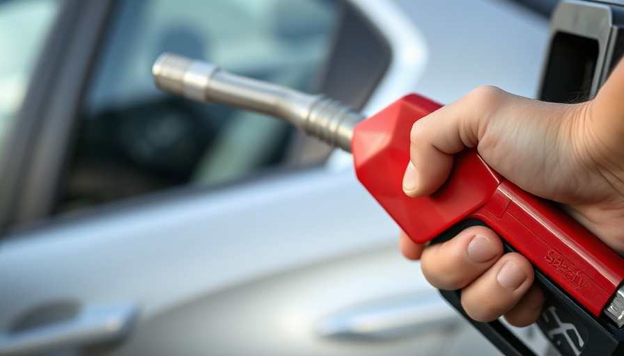 Safety at the gas pump: person fueling a vehicle.