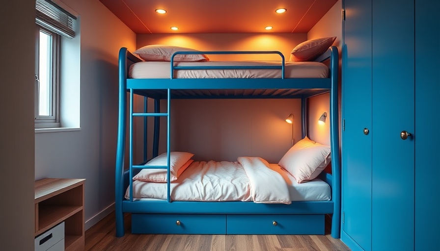 Inviting small condo den design with stylish bunk bed.