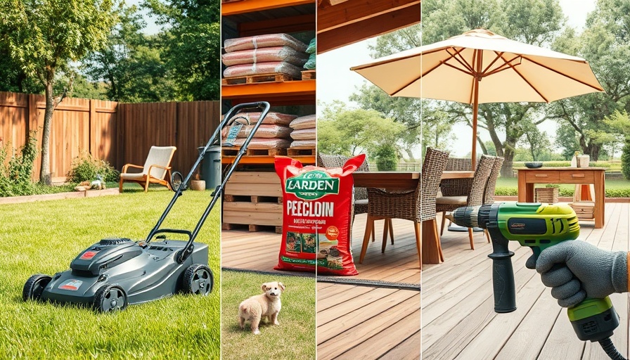 Home Depot Spring Black Friday Sale advertisement featuring lawn mower, patio set, garden soil, and power drill.