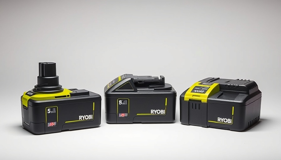 Ryobi battery deals showcasing three batteries and a charger.