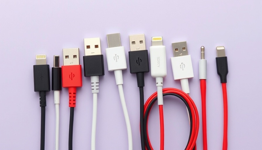 Assorted best USB cable types on pastel background