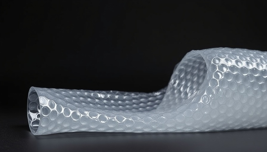 Clear bubble wrap sheet unrolled on a dark background.