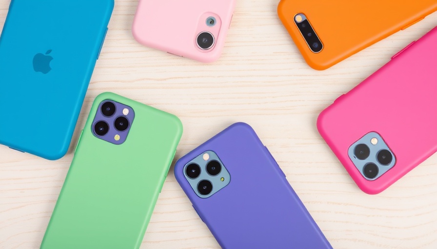 Colorful phone cases arranged on a wooden surface, showcasing variety.