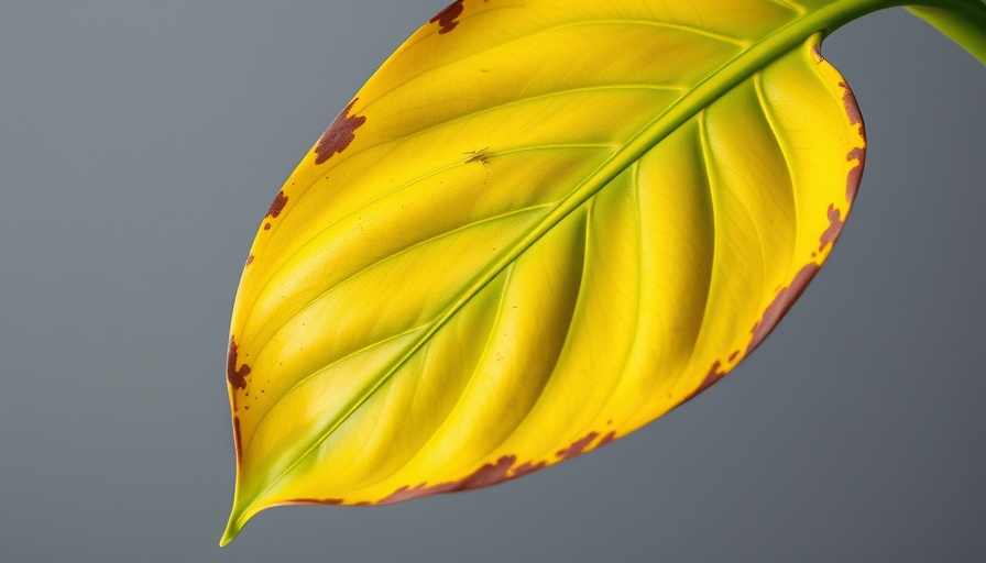 Yellowing monstera leaf showing signs of poor plant health.