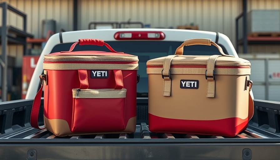 Colorful Yeti Daytrip Lunch Boxes on truck bed