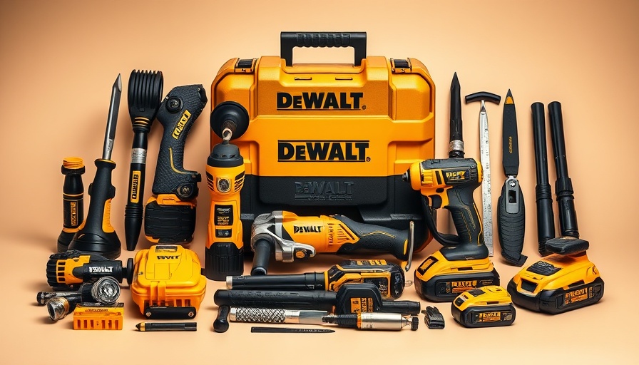 DeWalt multi-tool kit with savings features, including attachments and bag.