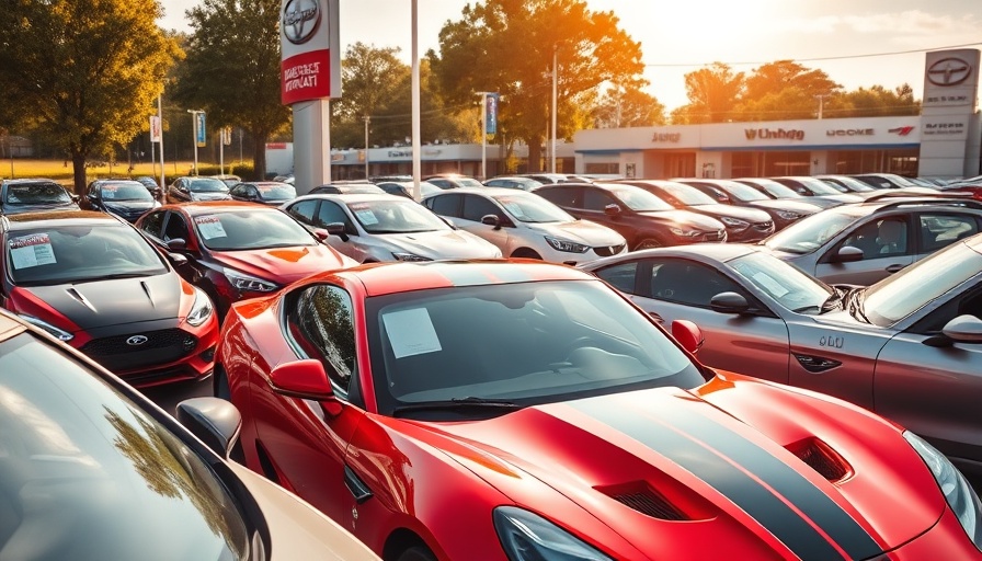 Car dealership sticker system showcasing sleek red sports car.