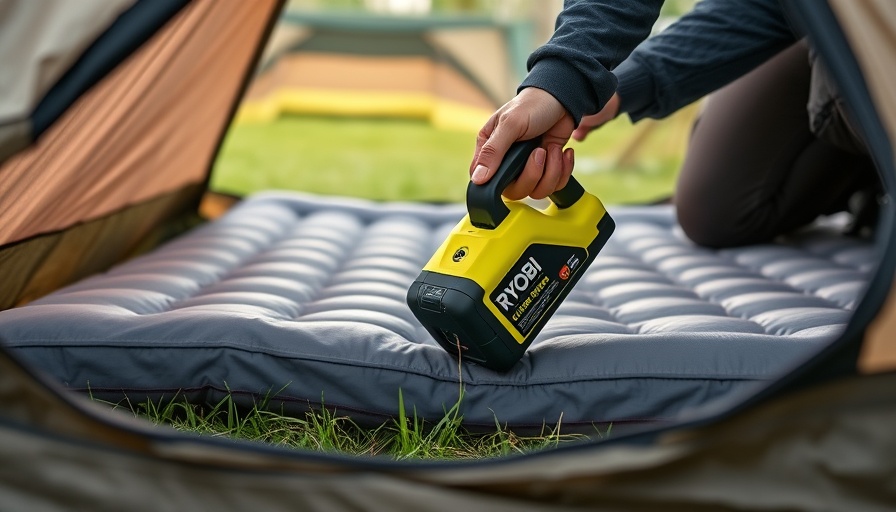 Using Ryobi USB Lithium High Volume Inflator on camping mattress.