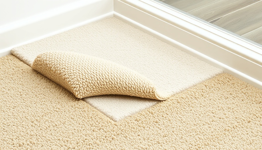Carpet lifted to inspect for mold, revealing subfloor padding.