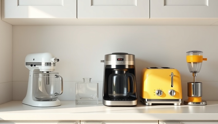 Small Appliance Storage Ideas in a modern kitchen with various small appliances.