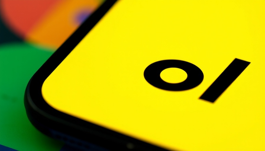 Close-up of AOL logo on a smartphone screen, bright yellow background.
