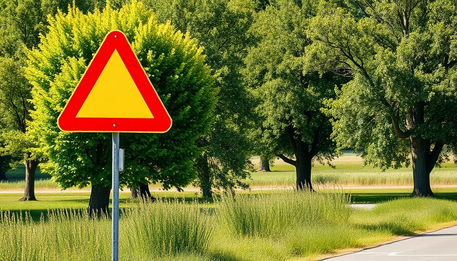 Triangular yield sign on rural road - Right of Way Laws While Driving