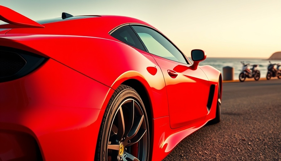 Sleek red sports car on sunny road, potential most stolen cars 2025.