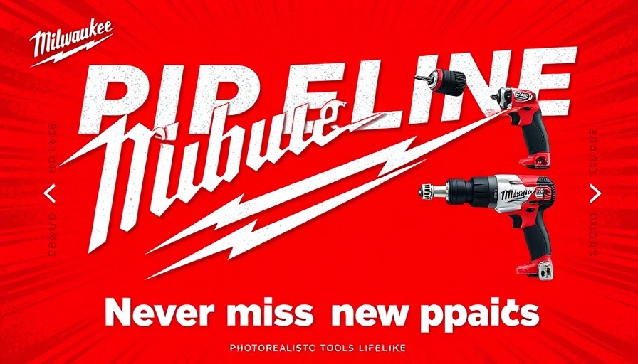 Bold Milwaukee tools ad with dynamic red background and key phrases
