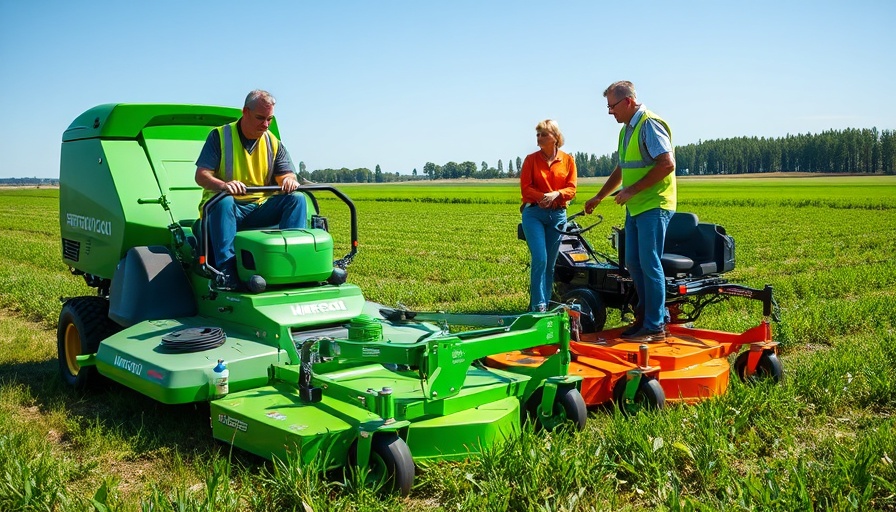 Greenworks Commercial Optimus mowers showcased outdoors.
