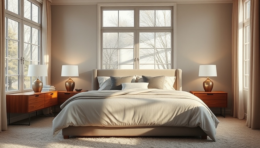 Cozy neutral bedroom showing where to put your bed for optimal decor.
