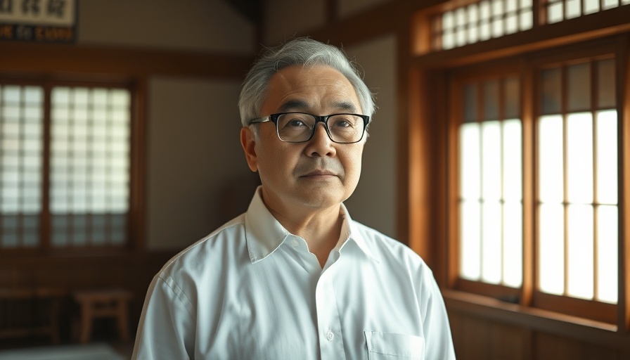 Middle-aged man in a traditional room with soft natural lighting.