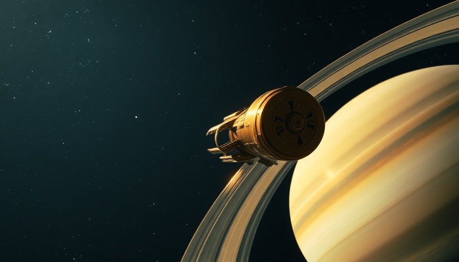 Cassini spacecraft orbiting Saturn, showcasing mission history.