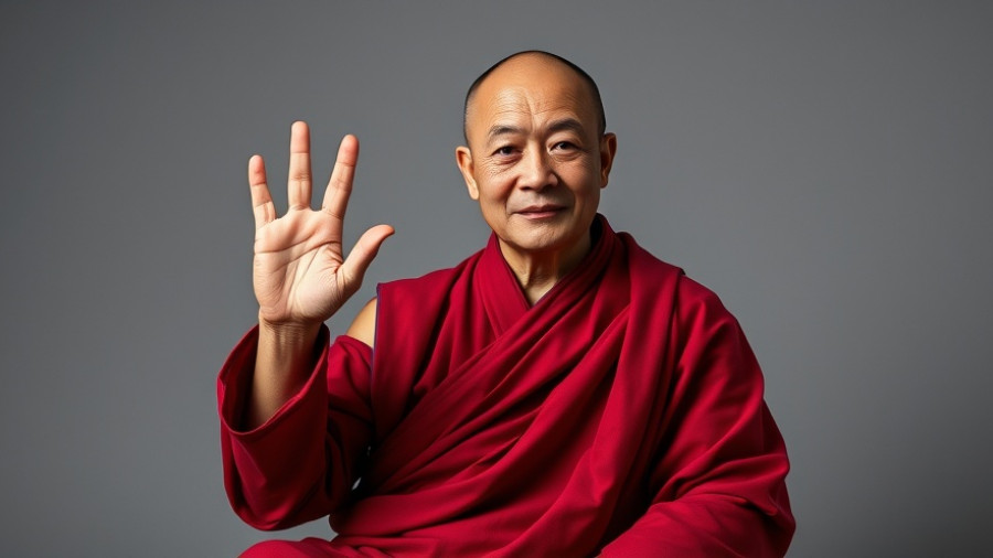 Monk gesturing about emotions in a calm setting