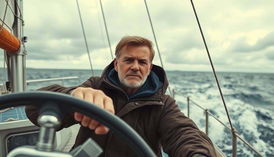 Sailor navigating yacht on the sea, related to circumnavigate the globe by land air and sea.