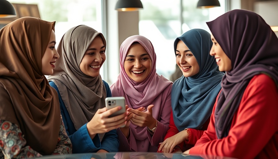 Women in hijabs discussing smartphone details, Zodiac signs keep secrets.
