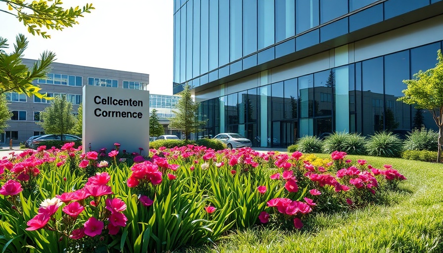 Corporate office entrance with financial planning theme