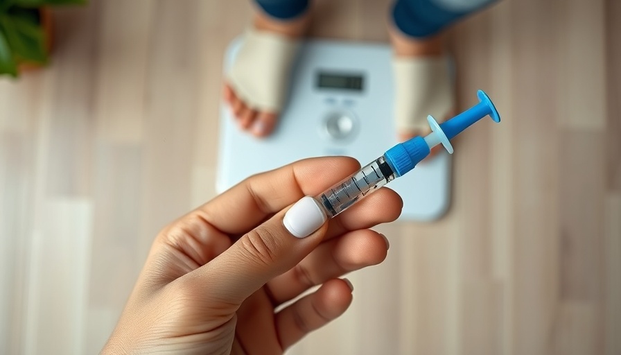 Close-up of a medical injector with scale background, highlighting health.